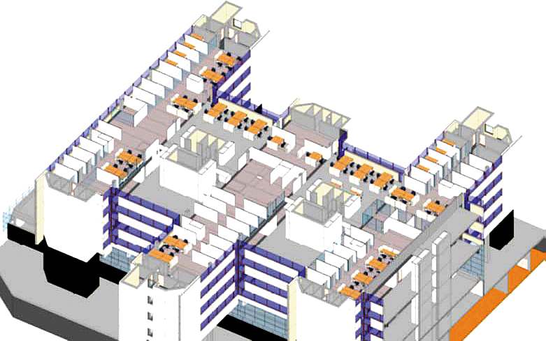 Rys. 2. Cyfrowy model zmodernizowanego kompleksu [źródło: Helmen F., A building from the 80’s, rehabilitated to a green building, ENTRA, Norway]