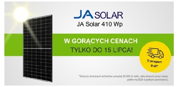 JA SOLAR 410 Wp w świetnej dostępności i mocno obniżonych cenach