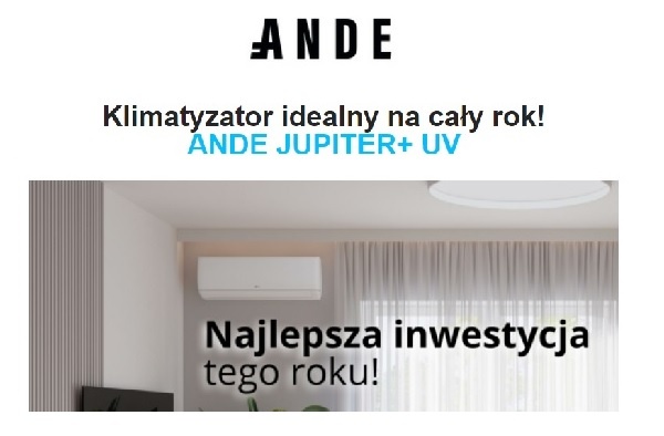 Klimatyzator idealny na cały rok! ANDE JUPITER+ UV