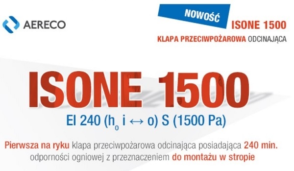 AERECO ISONE 1500 nowa klapa przeciwpożarowa odcinająca