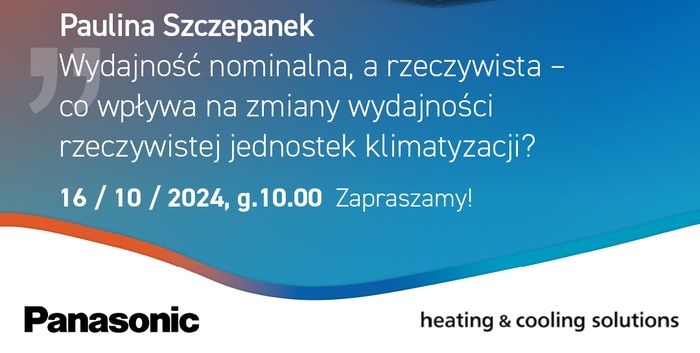 Webinar Panasonic: wydajność klimatyzacji