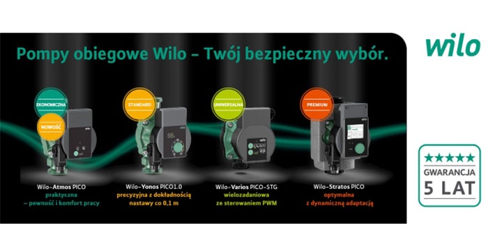 Pompy obiegowe i cyrkulacyjne Wilo – Twój pewny wybór z 5-letnią gwarancją