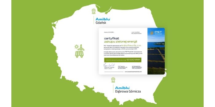 Zakłady przemysłowe Amiblu napędzane w 100% zieloną energią