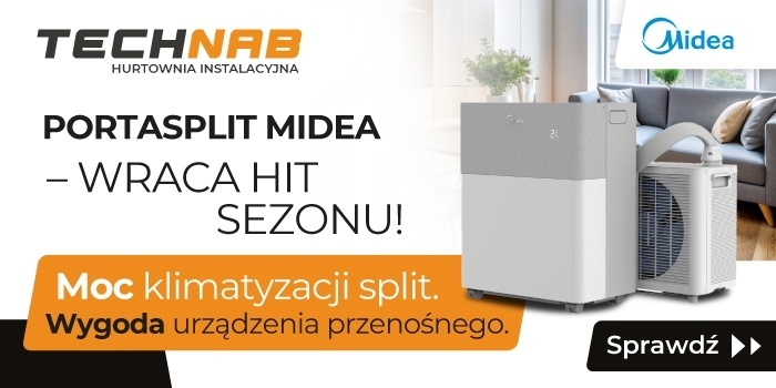 PortaSplit 3,5 kW od Midea ponownie w ofercie Technab – przenośna klimatyzacja w standardzie split