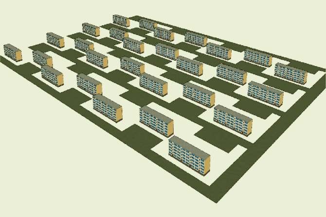 Rys. 1. Wizualizacja analizowanego osiedla mieszkaniowego