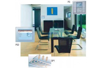 Widok salonu z przykładowym rozmieszczeniem sensor&oacute;w KNX/EIB