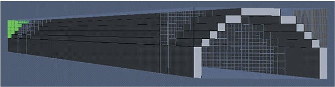 Rys. 5. Przykład tunelu, którego sklepienie modelowano jako „schodki”; rys. archiwum autorów (M. Król, A. Król)