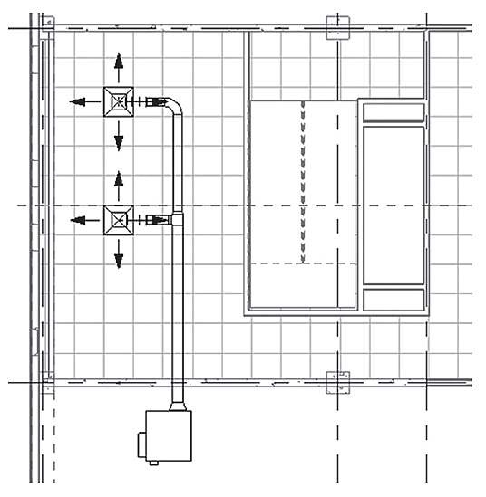 Rys. 3. Rzut systemu instalacji nawiewu zimnego
powietrza; rys. archiwum autora (A.S. Borkowski)