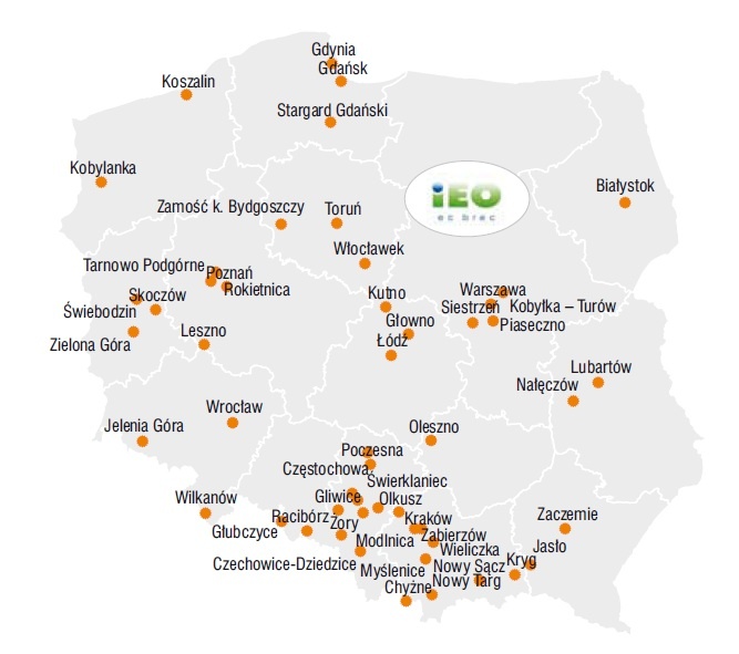 Rys. 4. Lokalizacja głównych producentów i dystrybutorów systemów słonecznych w Polsce w 2011 r.