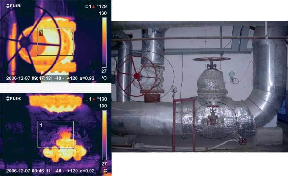 Inspekcja kamerą termowizyjną instalacji i zaworów w zbiorniku