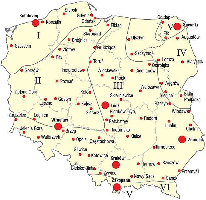 Lokalizacja wybranych miast
