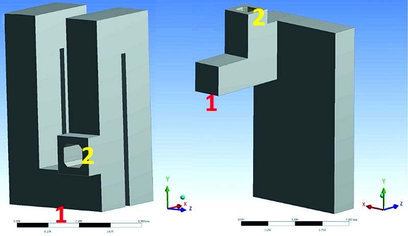 Wlot i wylot wymiennika ciepła Geometrie przestrzenne rozpatrywanych wymienników ciepła
