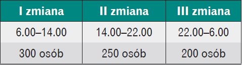 Organizacja pracy w badanej hali