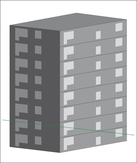 Rys. 3.   Model obliczeniowy analizowanego 
budynku mieszkalnego wielorodzinnego