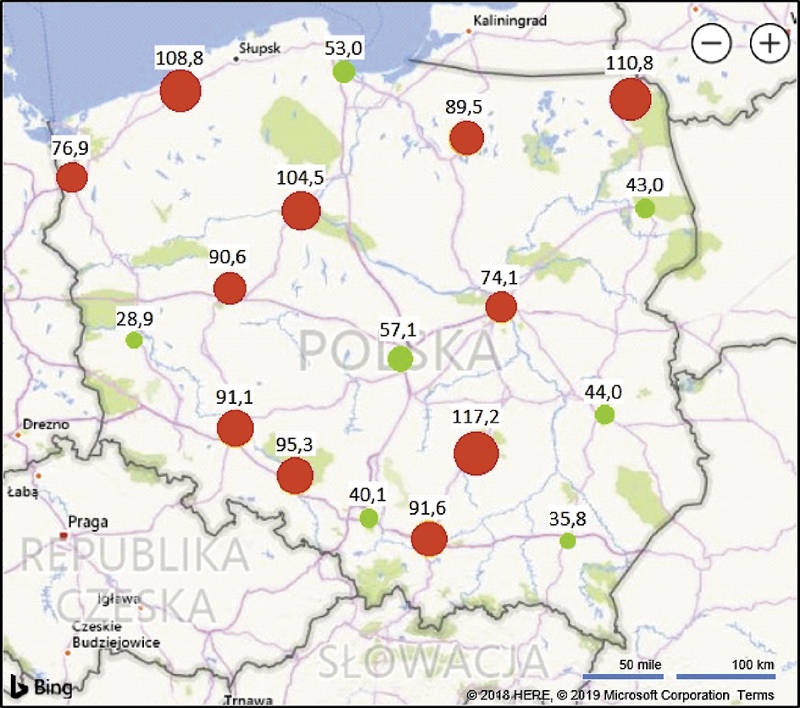 Mapa wskaźnika EP