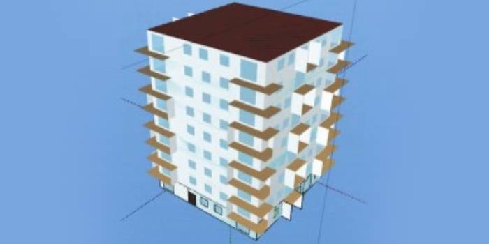 Rys. 1. Zrzut ekranu &ndash; model 3D budynku; Audytor Edu OZC 6.8 Pro