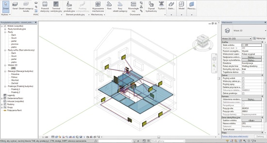 Projekt instalacji zsynchronizowany z modelem budynku Revit