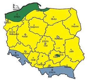 Strefy wiatrowe Rozmieszczenie stref wiatrowych