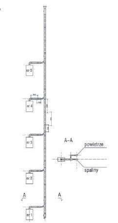 Schemat badanego układu pięciu urządzeń gazowych 