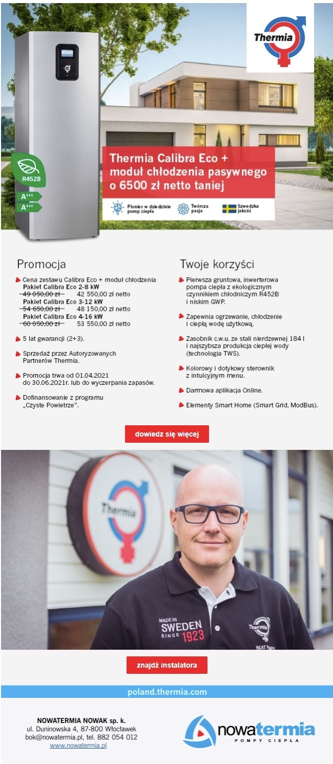 Pakiet z pompą ciepła Thermia Calibra Eco