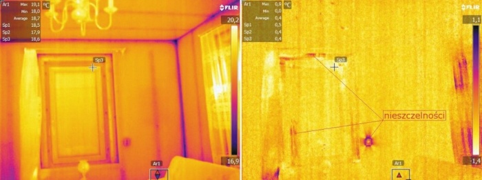  Termogram wewnętrznej powierzchni ściany