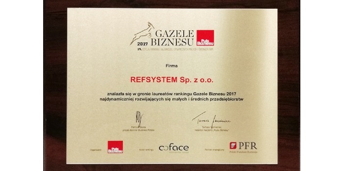 Nagroda &bdquo;Gazele Biznesu&rdquo; dla firmy Refsystem
fot. Refsystem