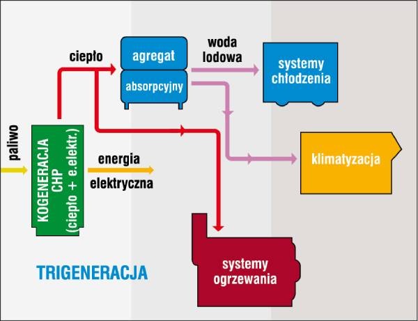 schemat ukladu trigeneracyjnego
