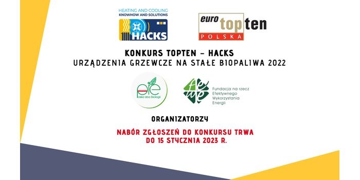 Nab&oacute;r do konkursu TOPTEN-HACKS Urządzenia grzewcze na stałe biopaliwa 2022. Źr&oacute;dło: PIE
