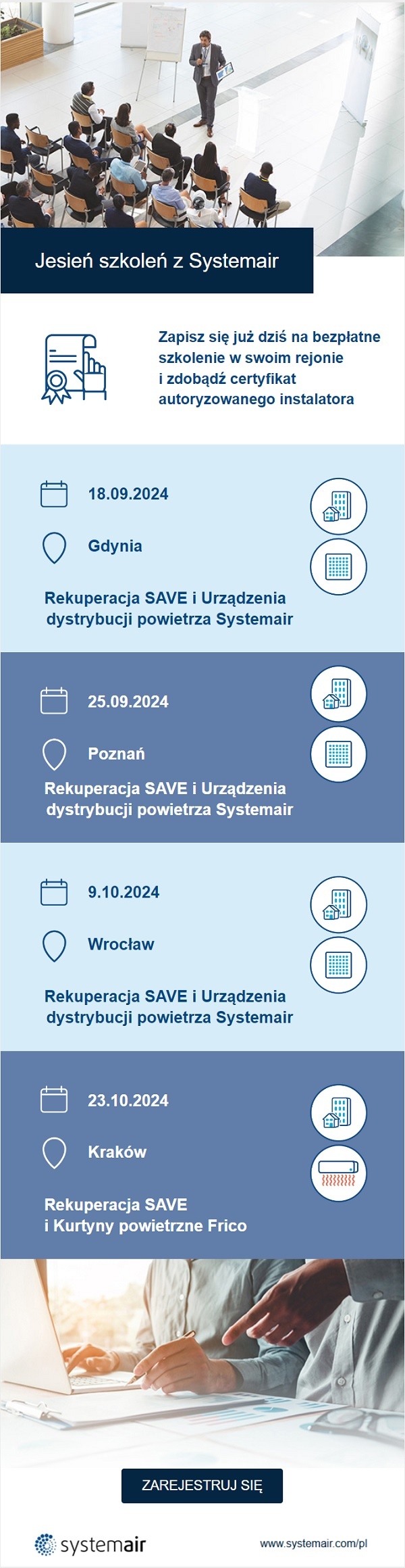 Jesień szkoleń z Systemair. Nie zwlekaj! Zapisz się już dziś