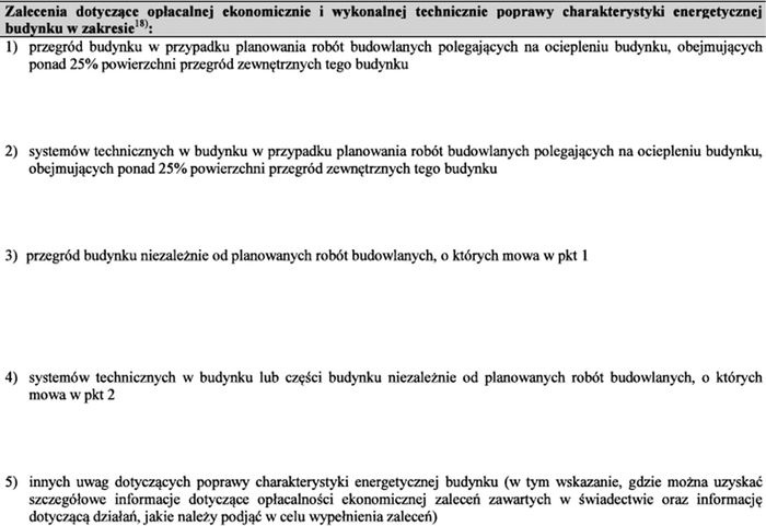 rekomendacje dot poprawy efektywnosci energetycznej