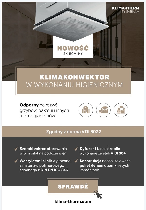 klimakonwektor w wykonaniu higienicznym