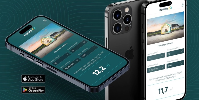 aplikacja mobilna purmo calculator widoczna na ekranie telefonu