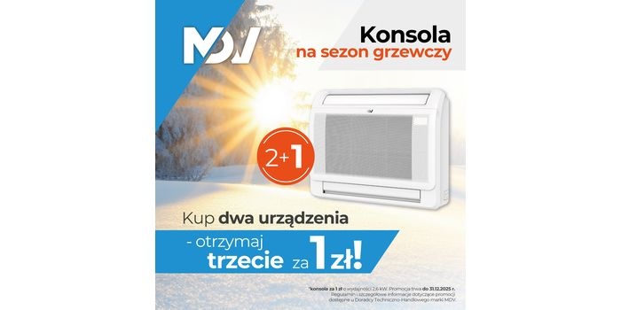 Promocja MDV &bdquo;2+1&rdquo; na klimatyzatory KONSOLA z serii OFFICE