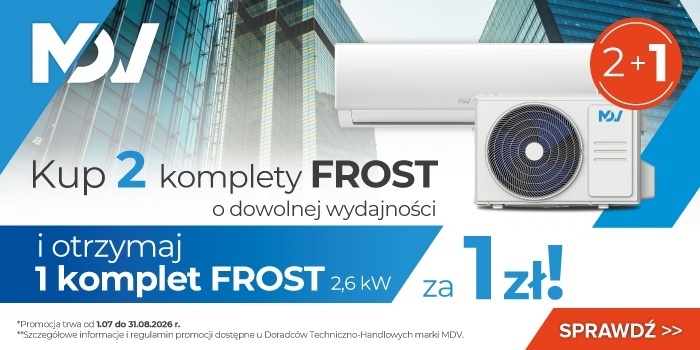 Kup dwa, zyskaj trzeci za 1 zł. MDV rusza z letnią promocją na klimatyzatory FROST. Fot. MDV